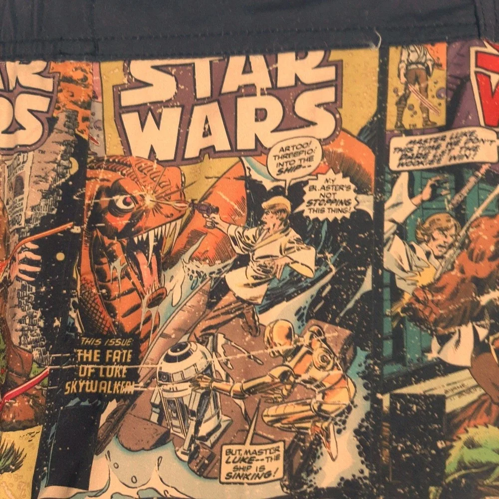 Star Wars Mens Comic Book Print Board Shorts XL Swim Trunks Retro Marvel Covers